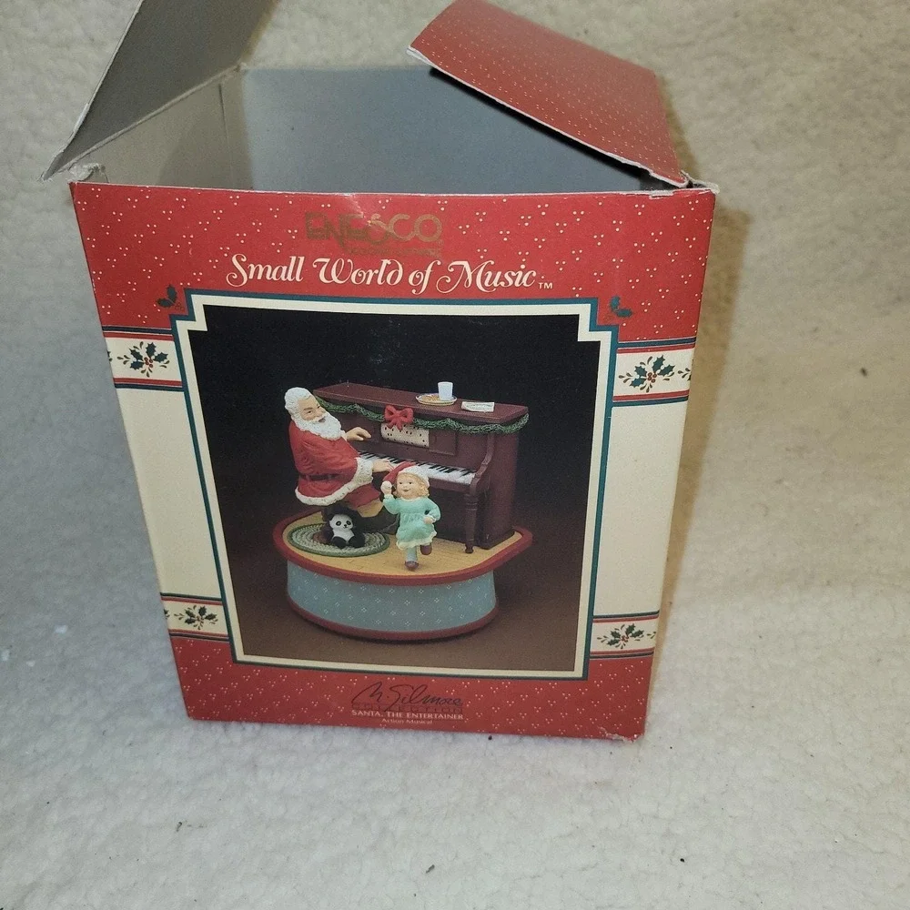 Enesco 1988 Small World of Music‎ Santa the Entertainer Music Box Animated